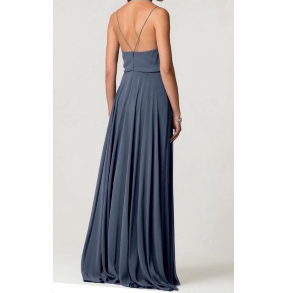 Jenny Yoo Slate Blue Spaghetti-Strap Chiffon Maxi Dress - Picture 2 of 12